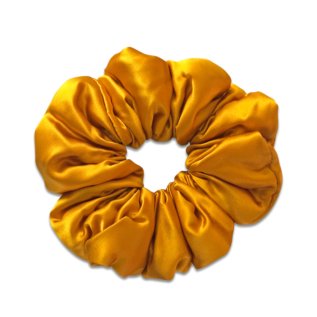 Oversized Honey Harvest Silk Plush Scrunchie In Golden Marigold