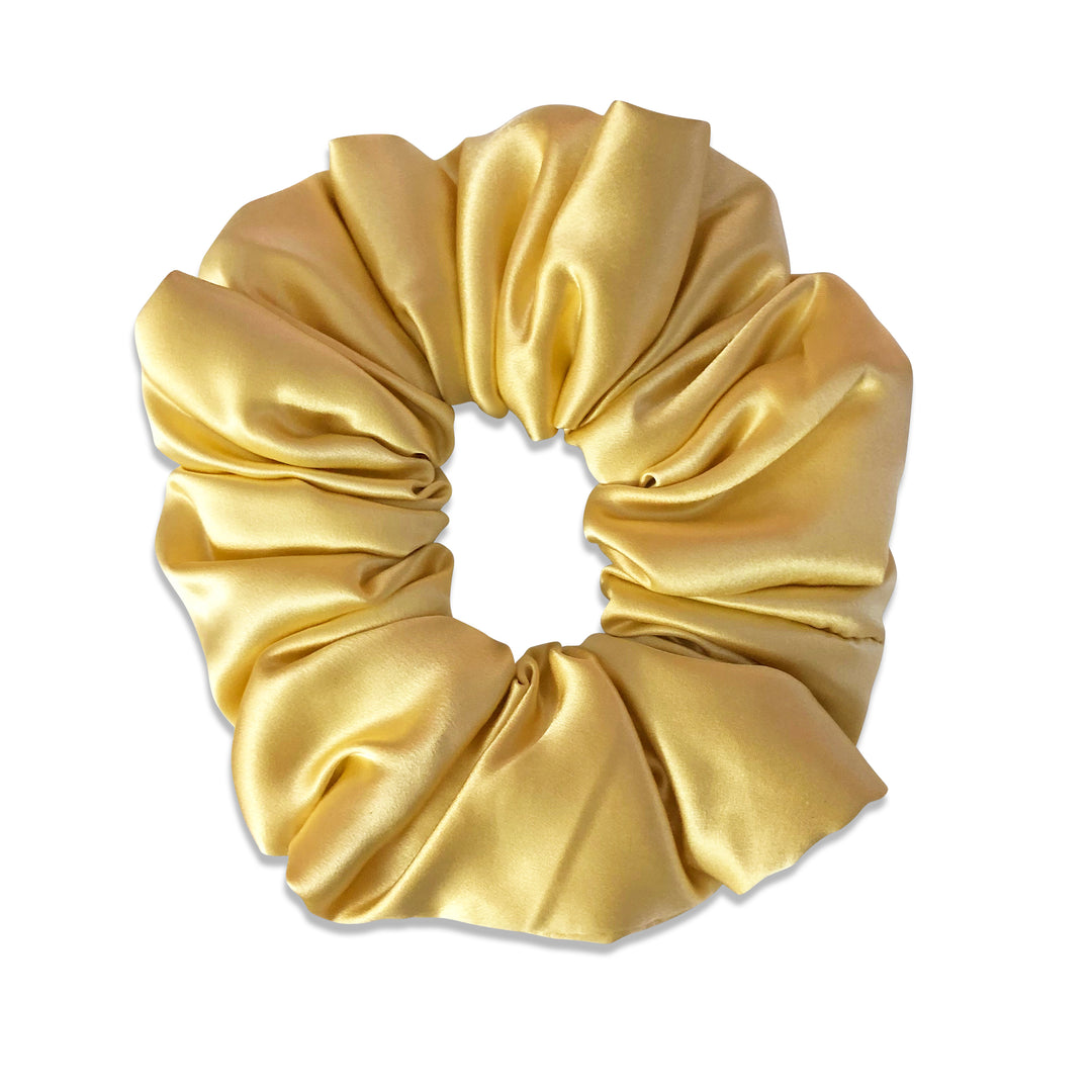 Oversized Autumn Silk Plush Scrunchie In Golden Maple