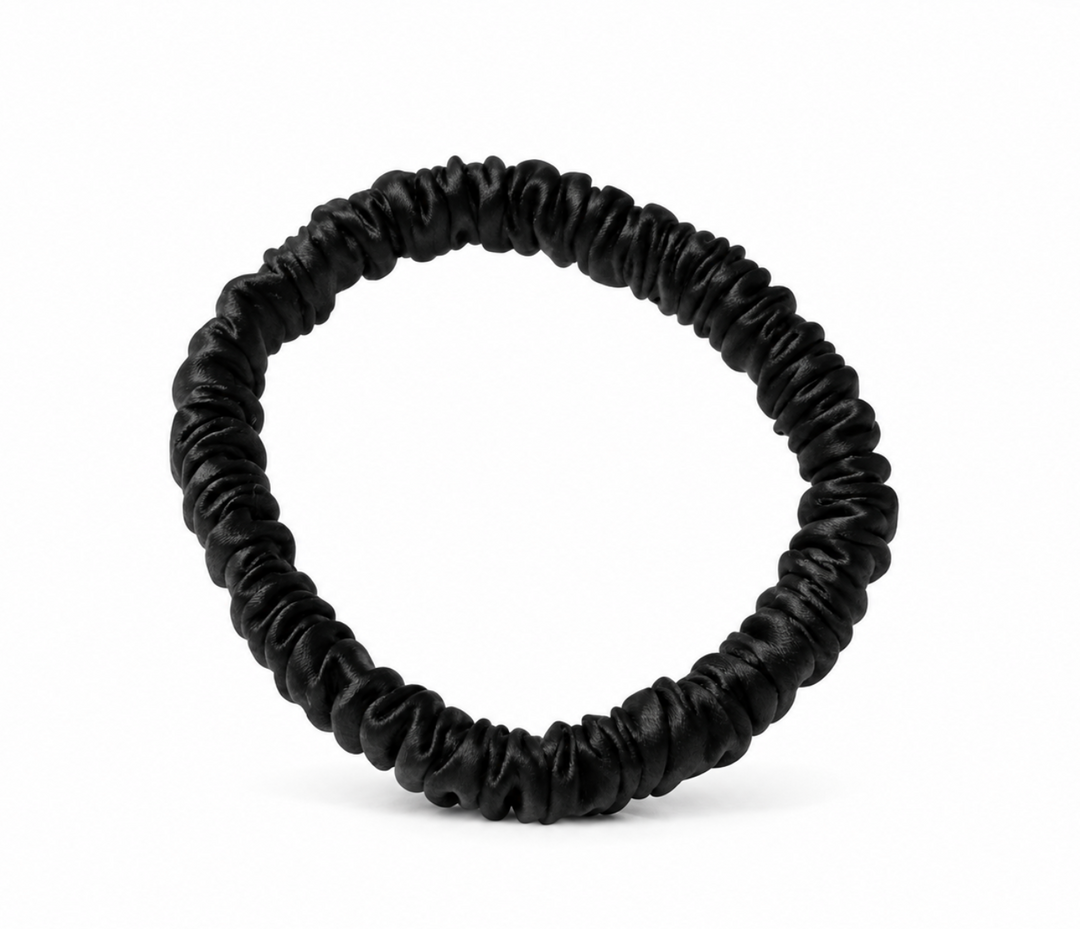 Vittoria Black Silk Scrunchie Set of Five